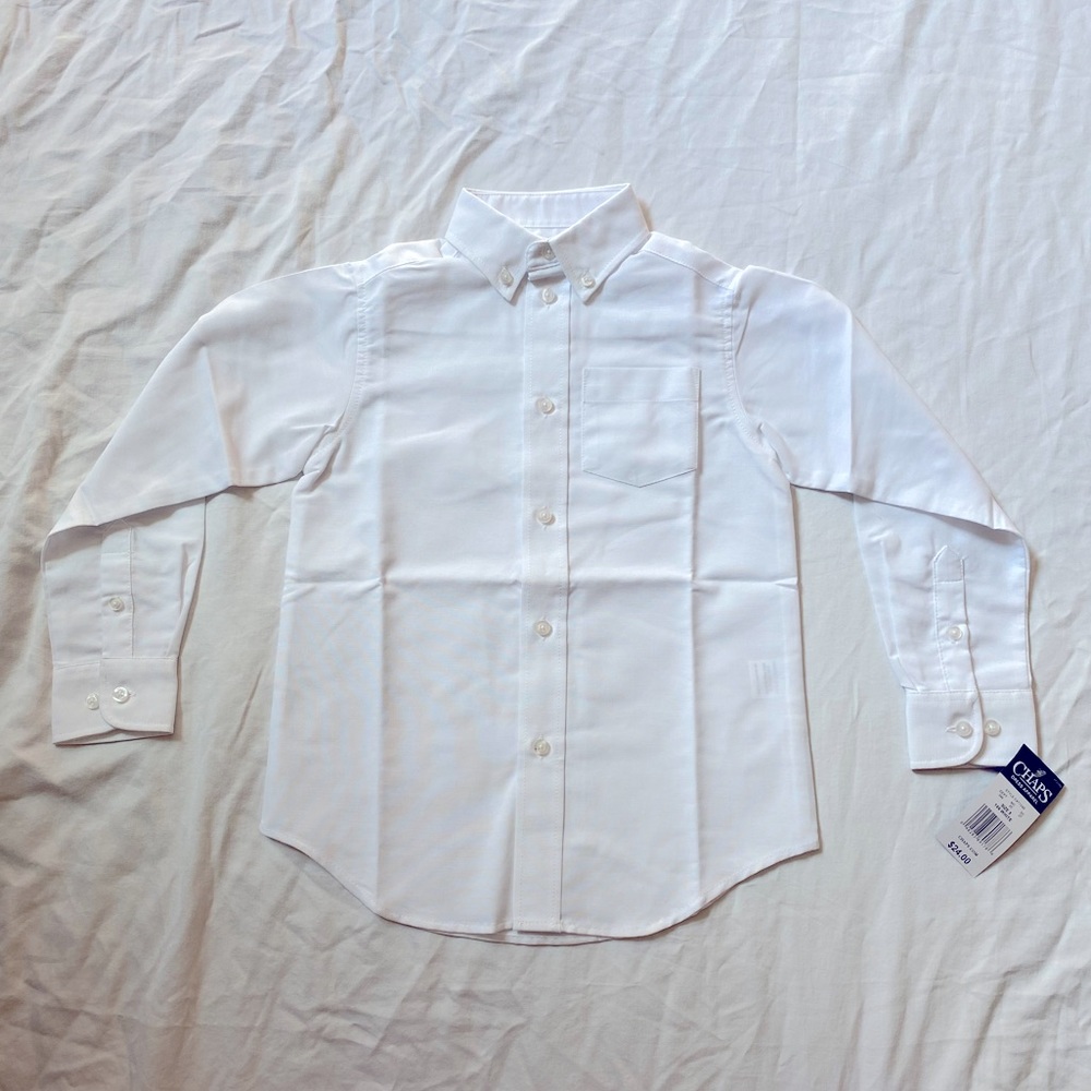 NWT Boys Chaps white button down dress shirt size 5